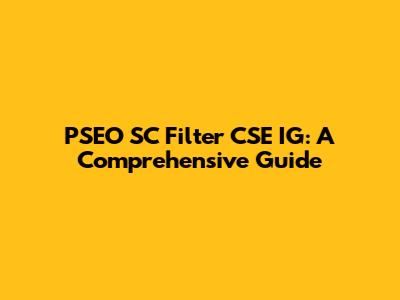 PSEO SC Filter CSE IG: A Comprehensive Guide