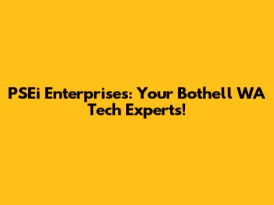 PSEi Enterprises: Your Bothell WA Tech Experts!