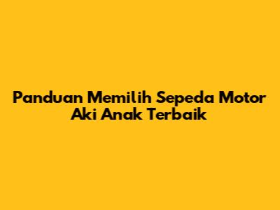 Panduan Memilih Sepeda Motor Aki Anak Terbaik