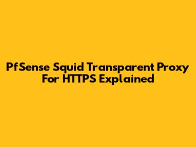 PfSense Squid Transparent Proxy For HTTPS Explained