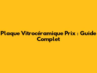 Plaque Vitrocéramique Prix : Guide Complet
