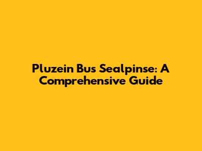 Pluzein Bus Sealpinse: A Comprehensive Guide