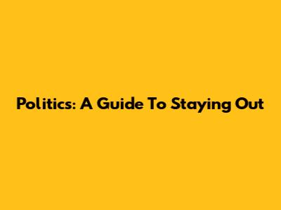 Politics: A Guide To Staying Out