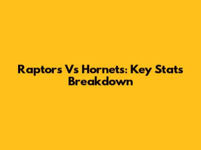 Raptors Vs Hornets: Key Stats Breakdown