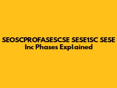 SEOSCPROFASESCSE SESE1SC SESE Inc Phases Explained