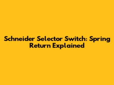 Schneider Selector Switch: Spring Return Explained