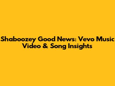 Shaboozey Good News: Vevo Music Video & Song Insights