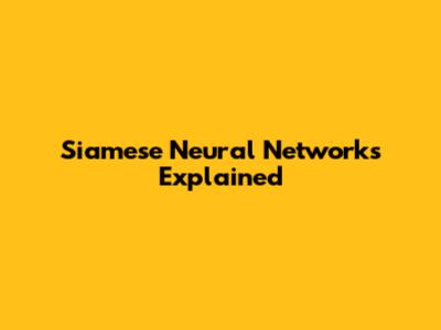 Siamese Neural Networks Explained