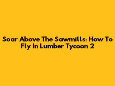 Soar Above The Sawmills: How To Fly In Lumber Tycoon 2
