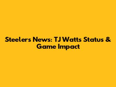 Steelers News: TJ Watt's Status & Game Impact