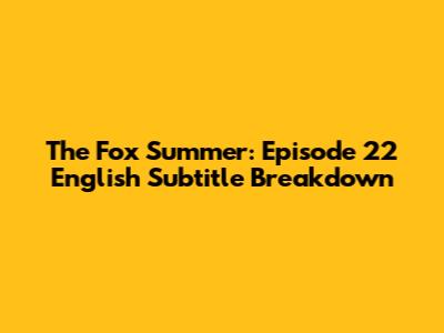 The Fox Summer: Episode 22 English Subtitle Breakdown
