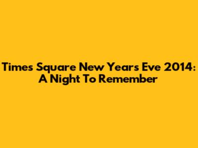 Times Square New Year's Eve 2014: A Night To Remember
