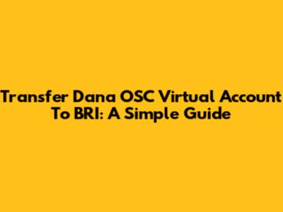Transfer Dana OSC Virtual Account To BRI: A Simple Guide