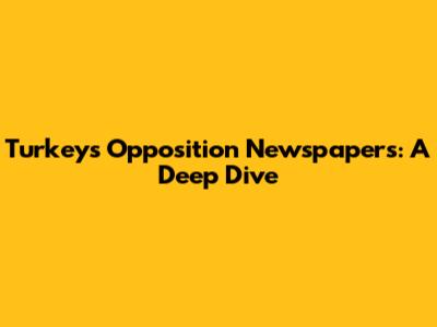 Turkey's Opposition Newspapers: A Deep Dive