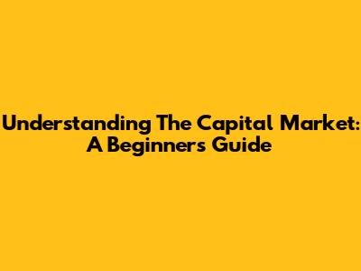 Understanding The Capital Market: A Beginner's Guide