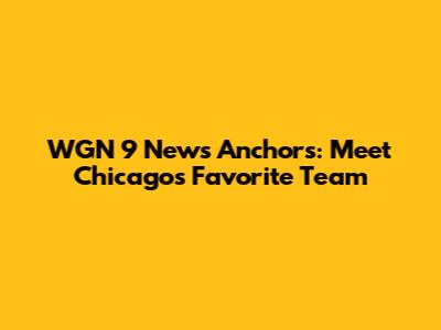 WGN 9 News Anchors: Meet Chicago's Favorite Team