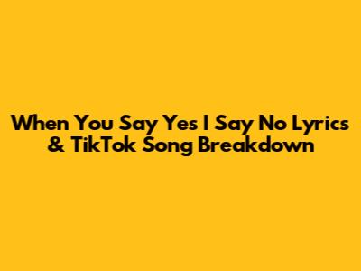 When You Say Yes I Say No Lyrics & TikTok Song Breakdown