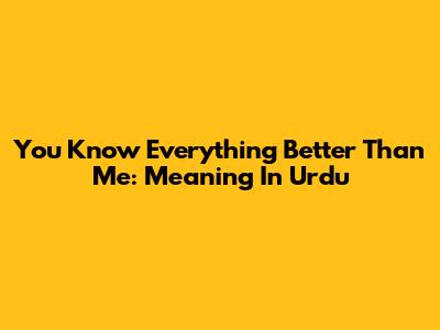 You Know Everything Better Than Me: Meaning In Urdu