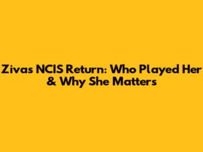 Ziva's NCIS Return: Who Played Her & Why She Matters
